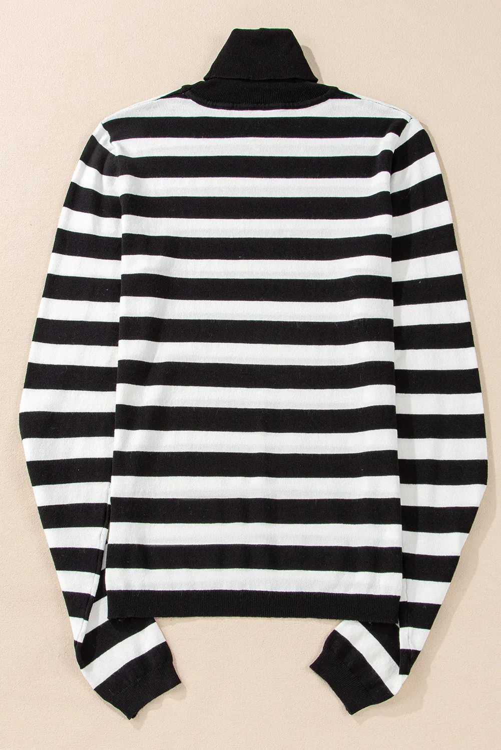 Striped Turtleneck Long Sleeve Knit Top, image 7