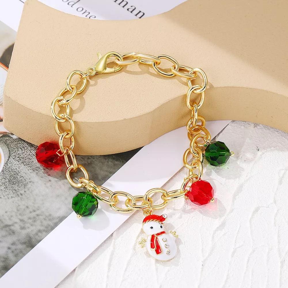 Christmas Santa Snowman Bracelet with Colorful Crystal, image 5