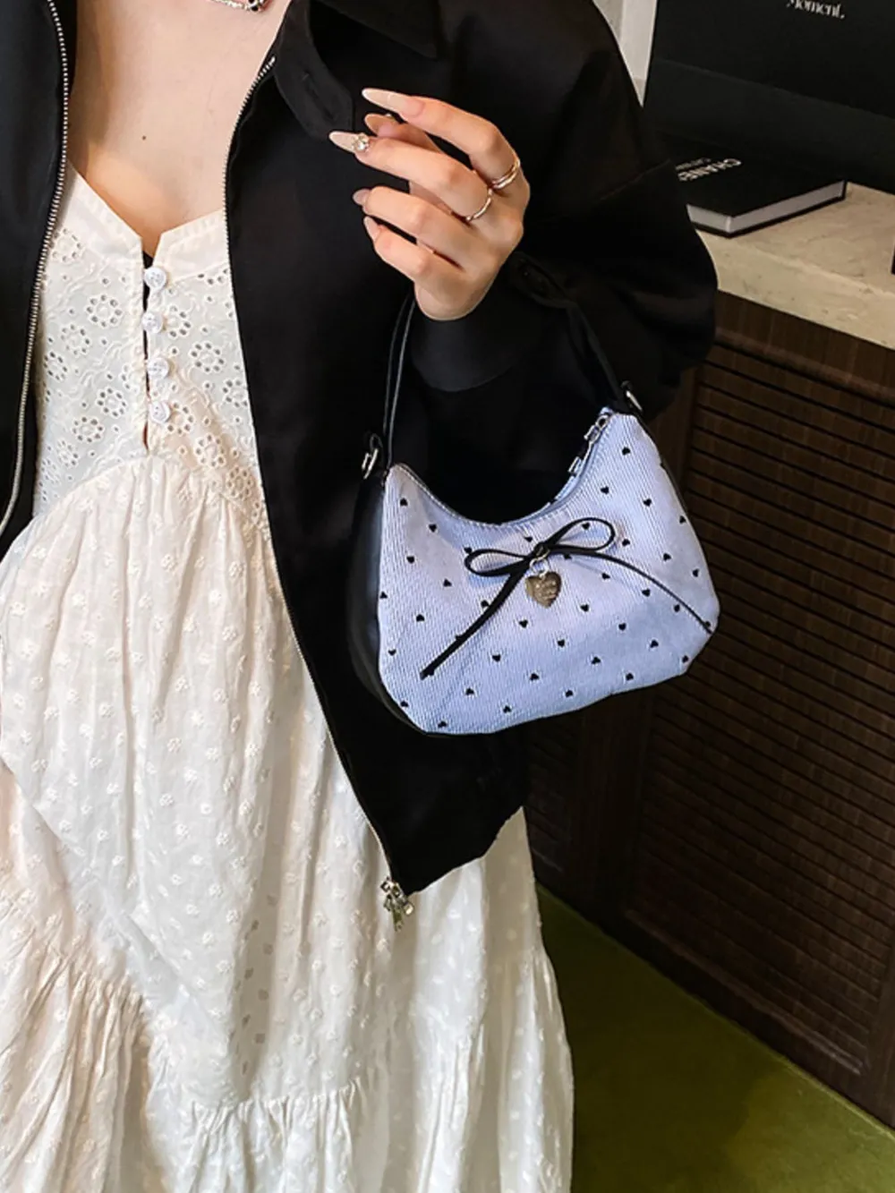 Printed Bow Shoulder Bag, image 3