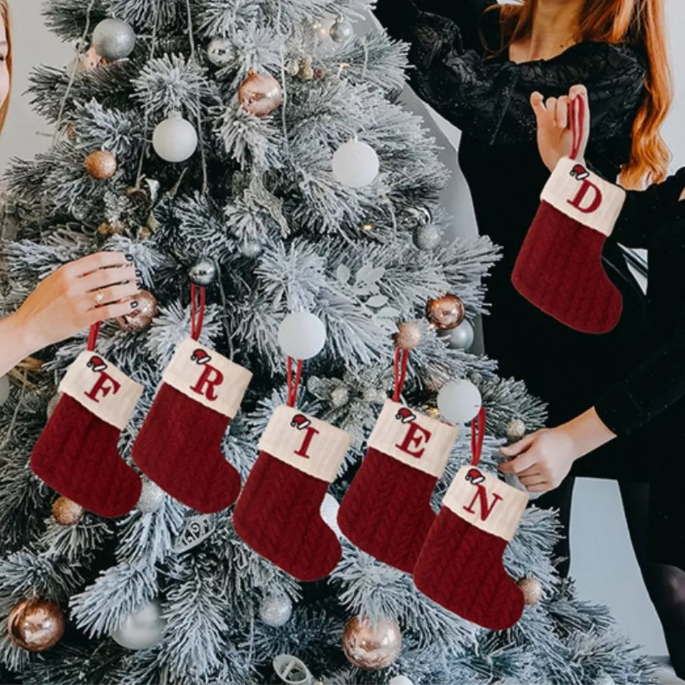 Cable-Knit Contrast Christmas Stockings, image 10