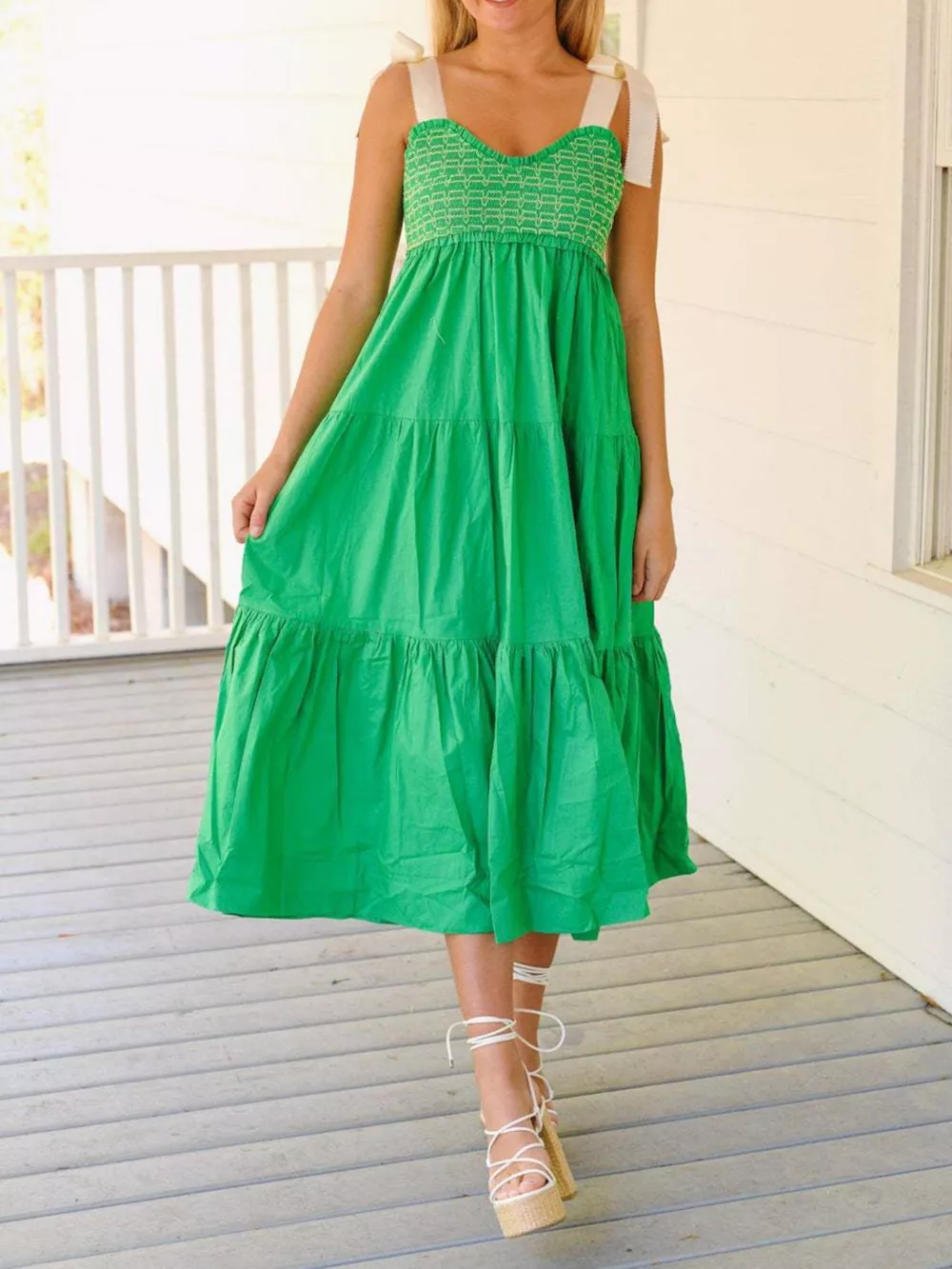 Tie Shoulder Tiered Midi Dress, image 10