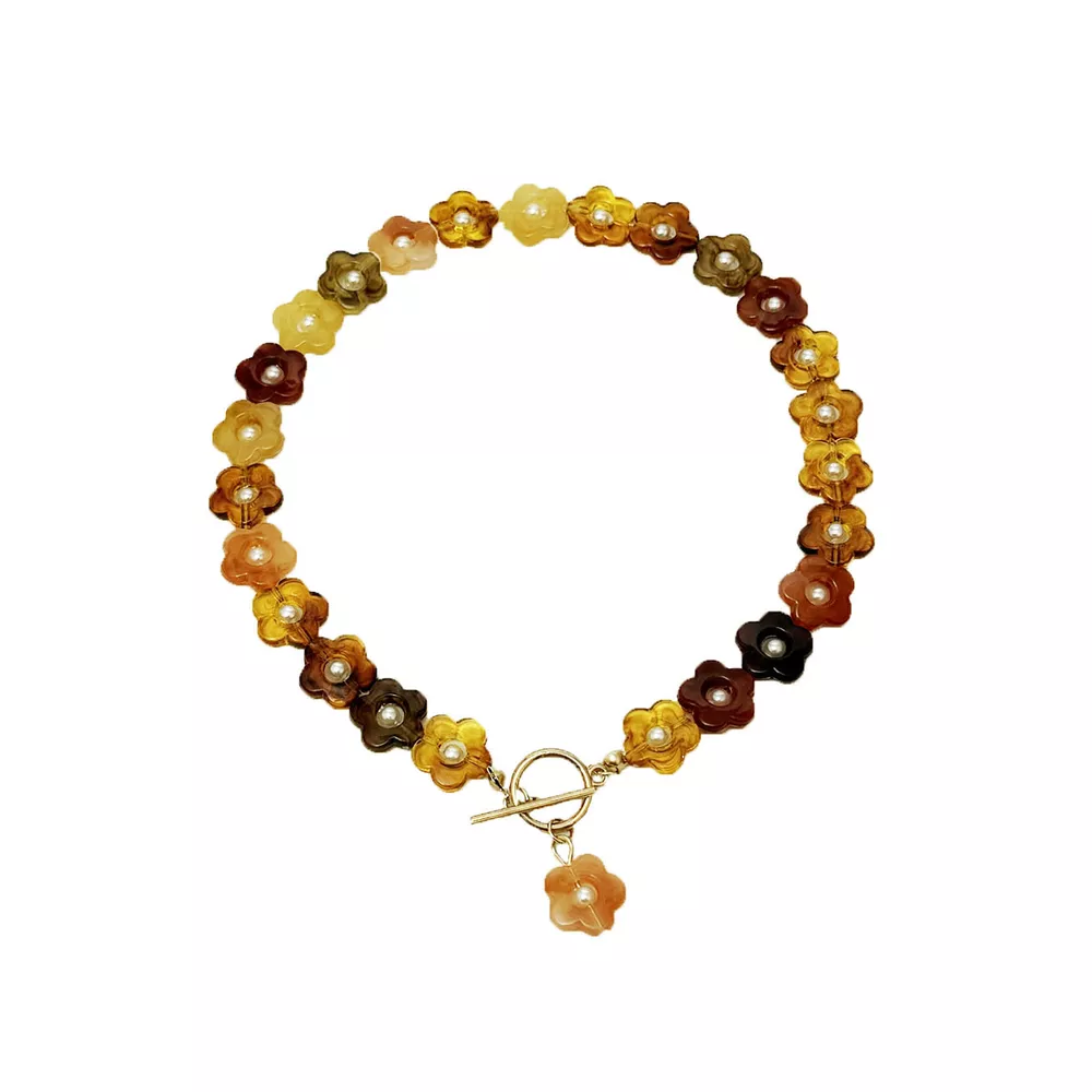 Retro Resin Flower Charm Necklace, image 9