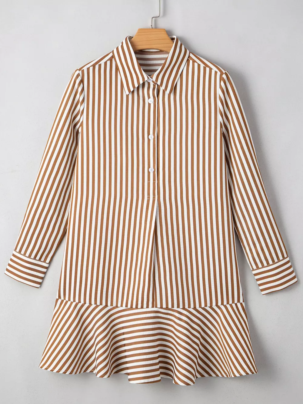 Striped Ruffle Hem Shirt Dress, image 4