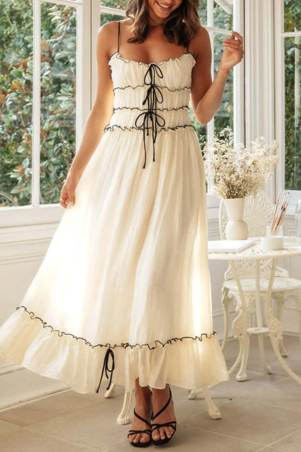 Frill Tied Front Midi Cami Dress, image 14