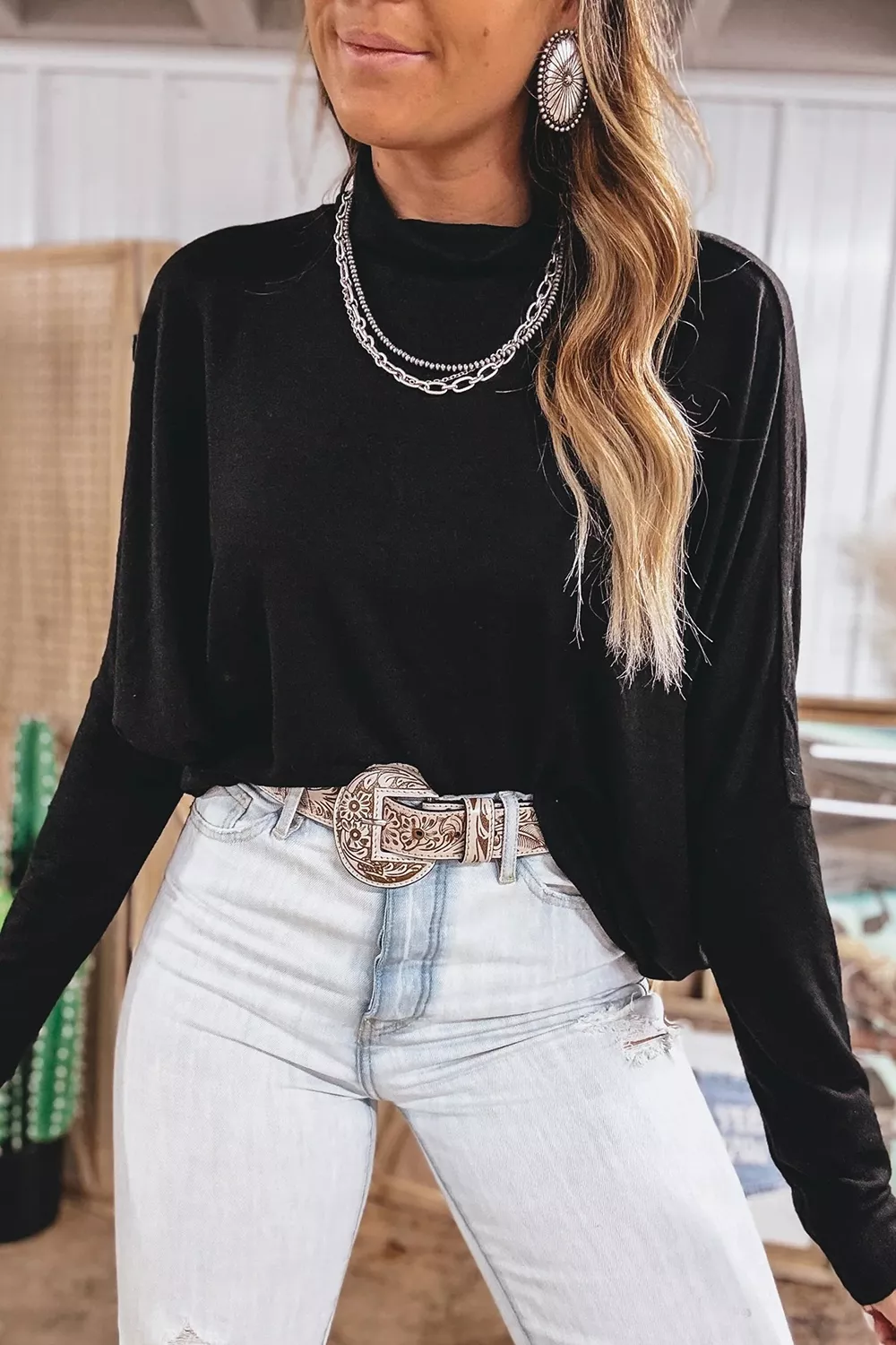 High Neck Long Sleeve Top
