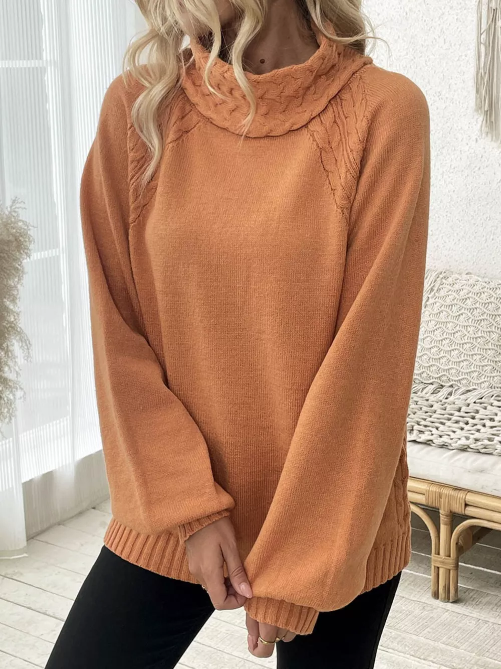 Cable Knit Turtleneck Sweater, image 5