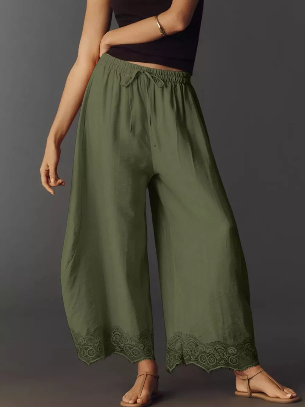 Drawstring Wide Leg Pants, image 20