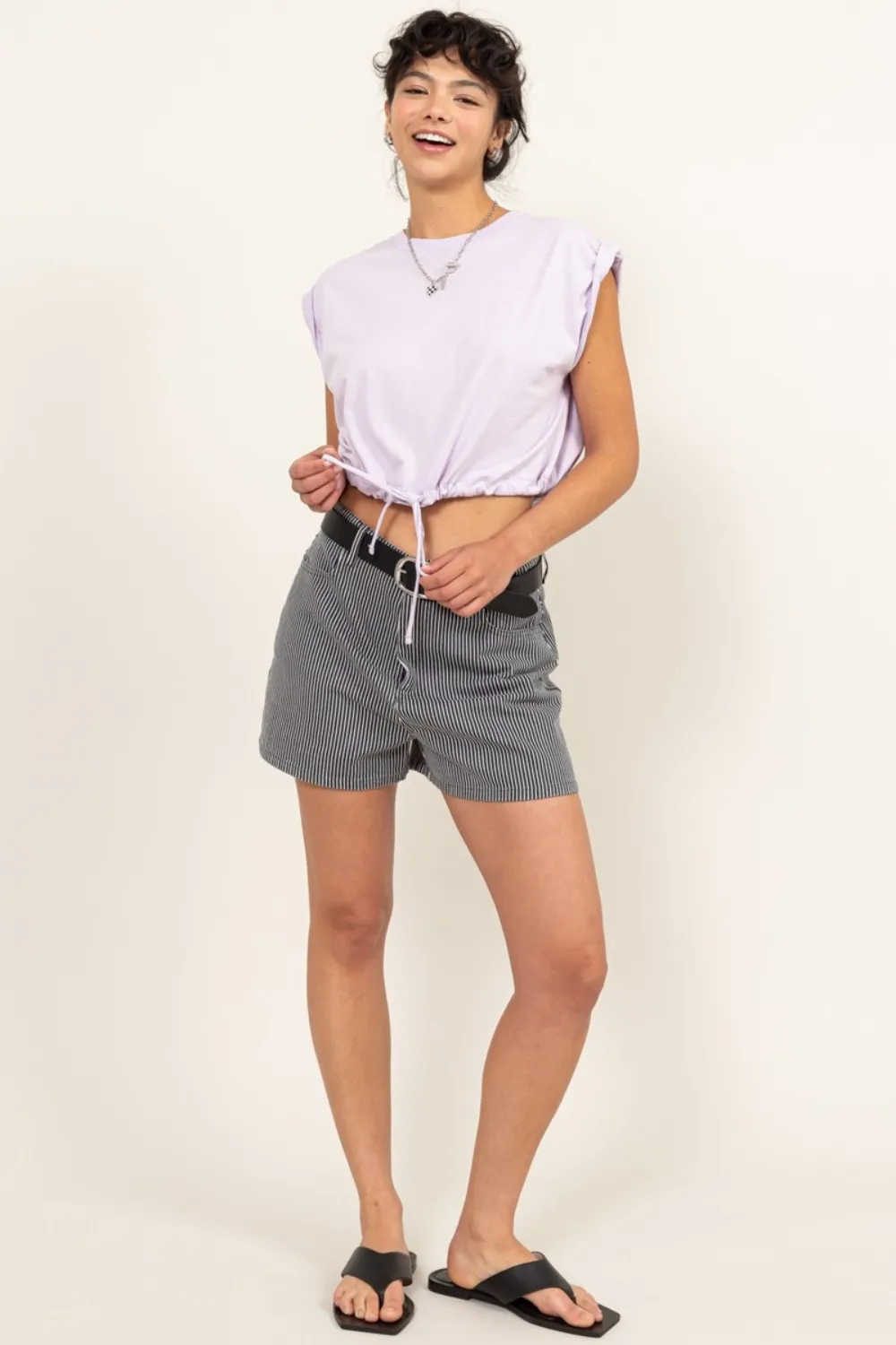 Drawstring Hem Crop Top, image 4