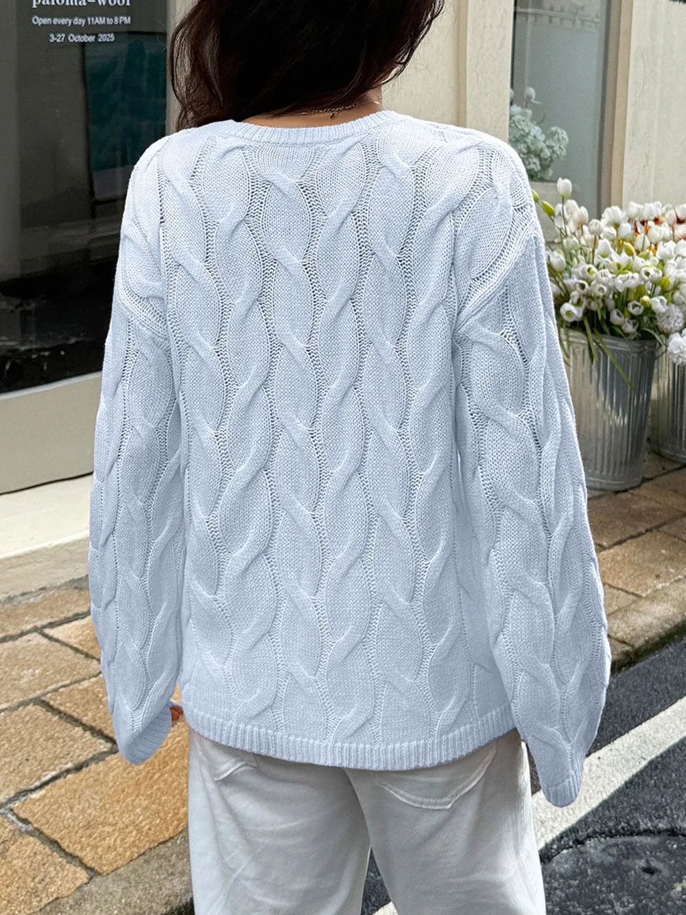 Cable Knit Long Sleeve Sweater, image 8