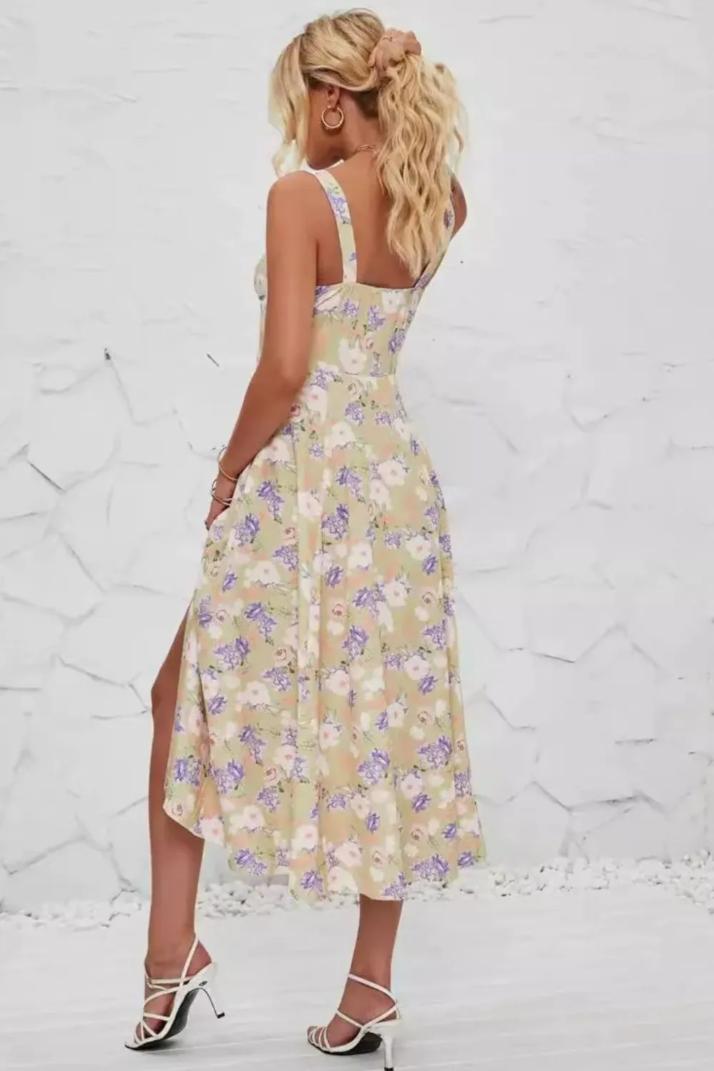 Floral Print Cami Dress with Side Slit, image 5