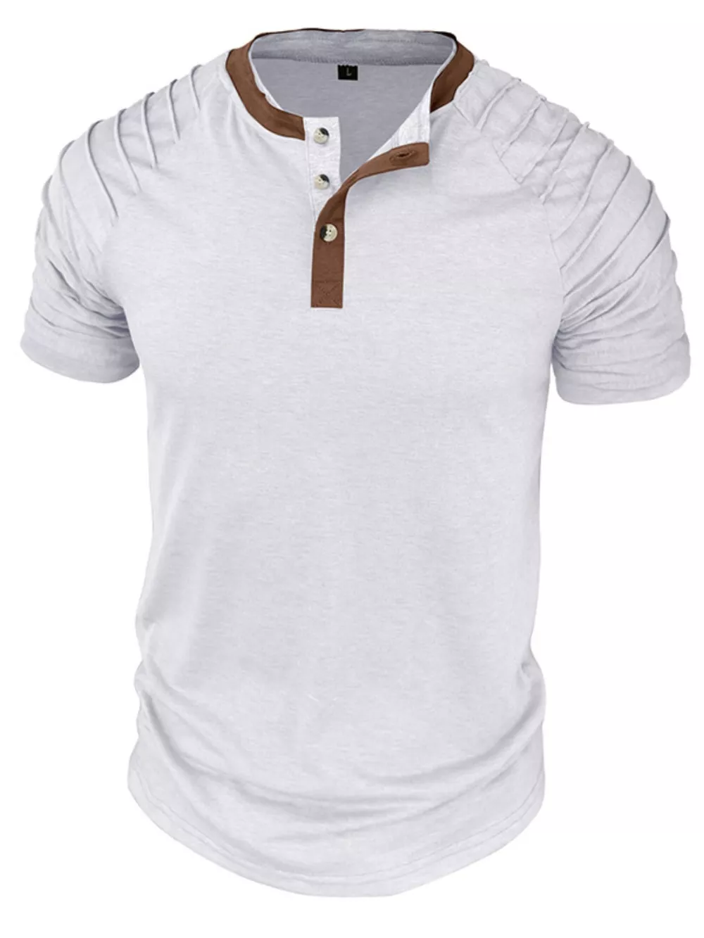 Men's Full Size Casual Henley Short Sleeve Top with Contrast Collar Plus Size, image 8
