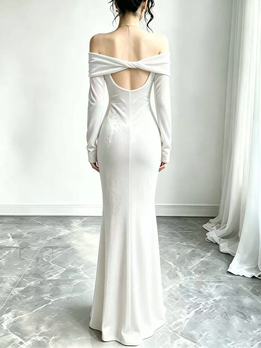 Full Size Off-Shoulder Velvet Mermaid Maxi Dress Plus Size, image 4
