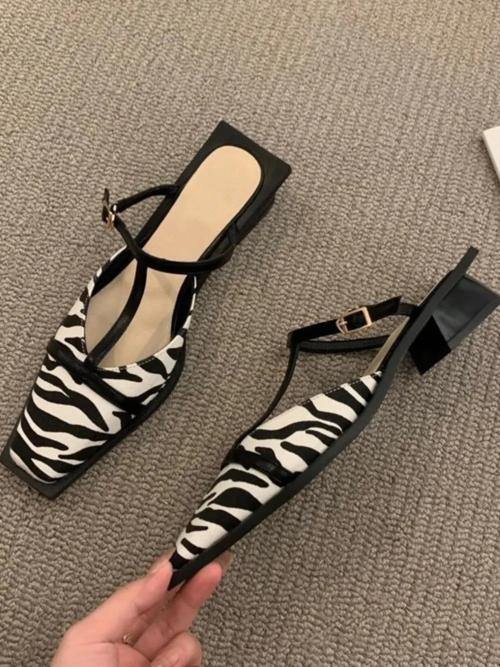 Square Toe T-Strap Sandals, image 2