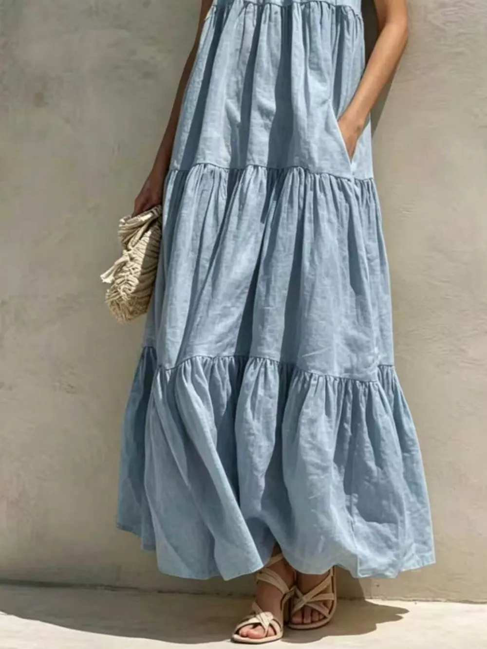 Tiered Scoop Neck Maxi Dress, image 7