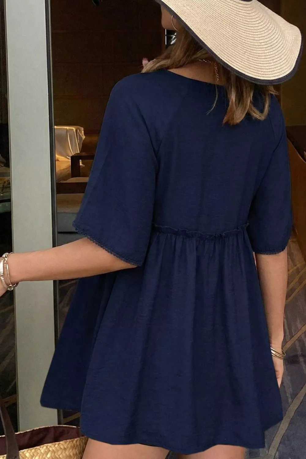 Ruffle Hem Tie Neck Blouse, image 3