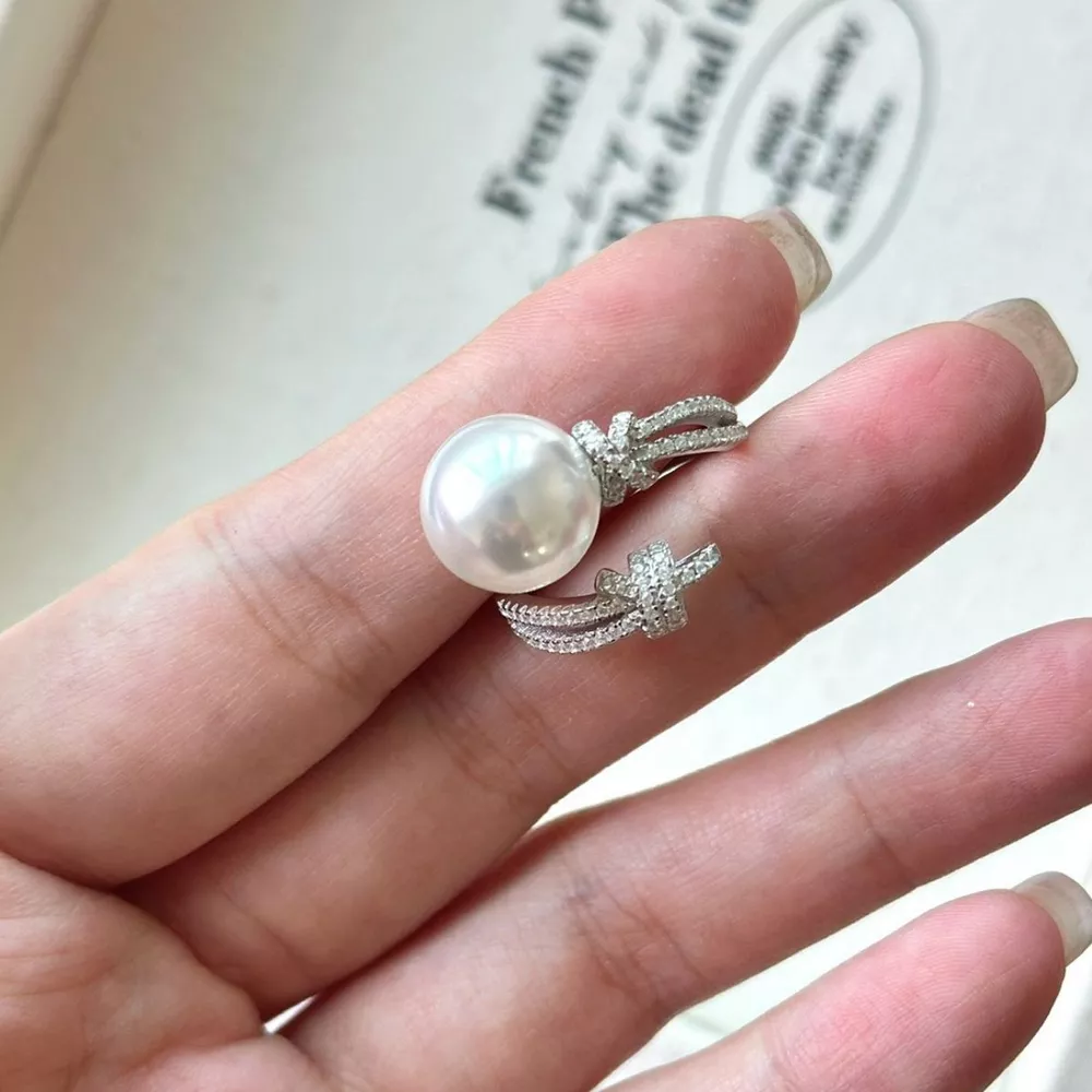 Pearl Zircon Bypass Ring, image 16