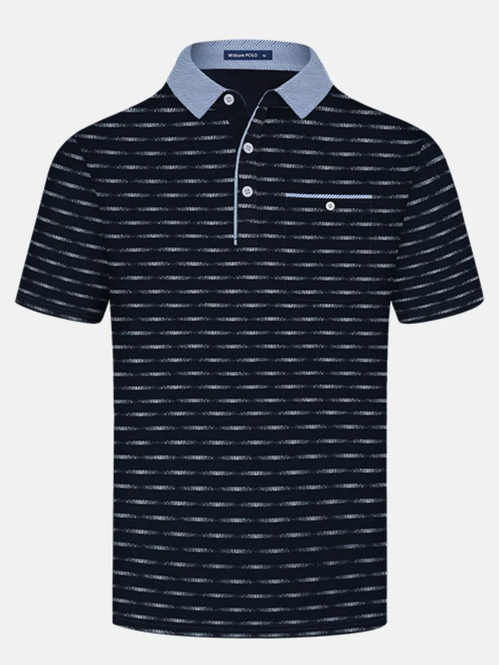 Men's Plus Size Classic Striped Polo Shirt with Contrast Collar, image 4