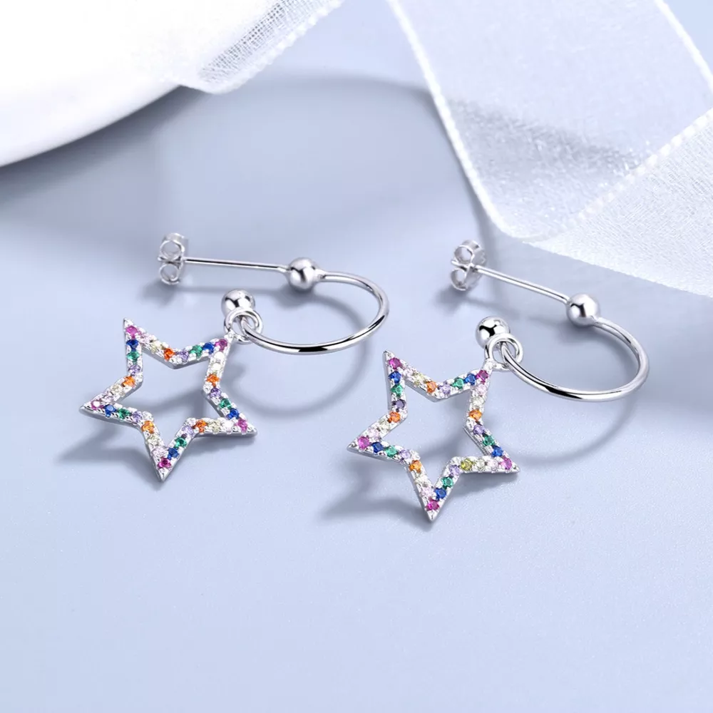 Star C-Hoop Dangle Earrings, image 7