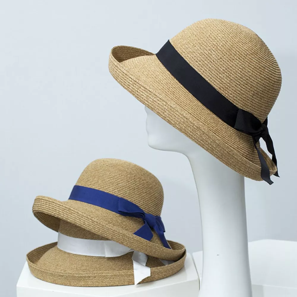 Straw Sun Hat with Ribbon Accent, image 2