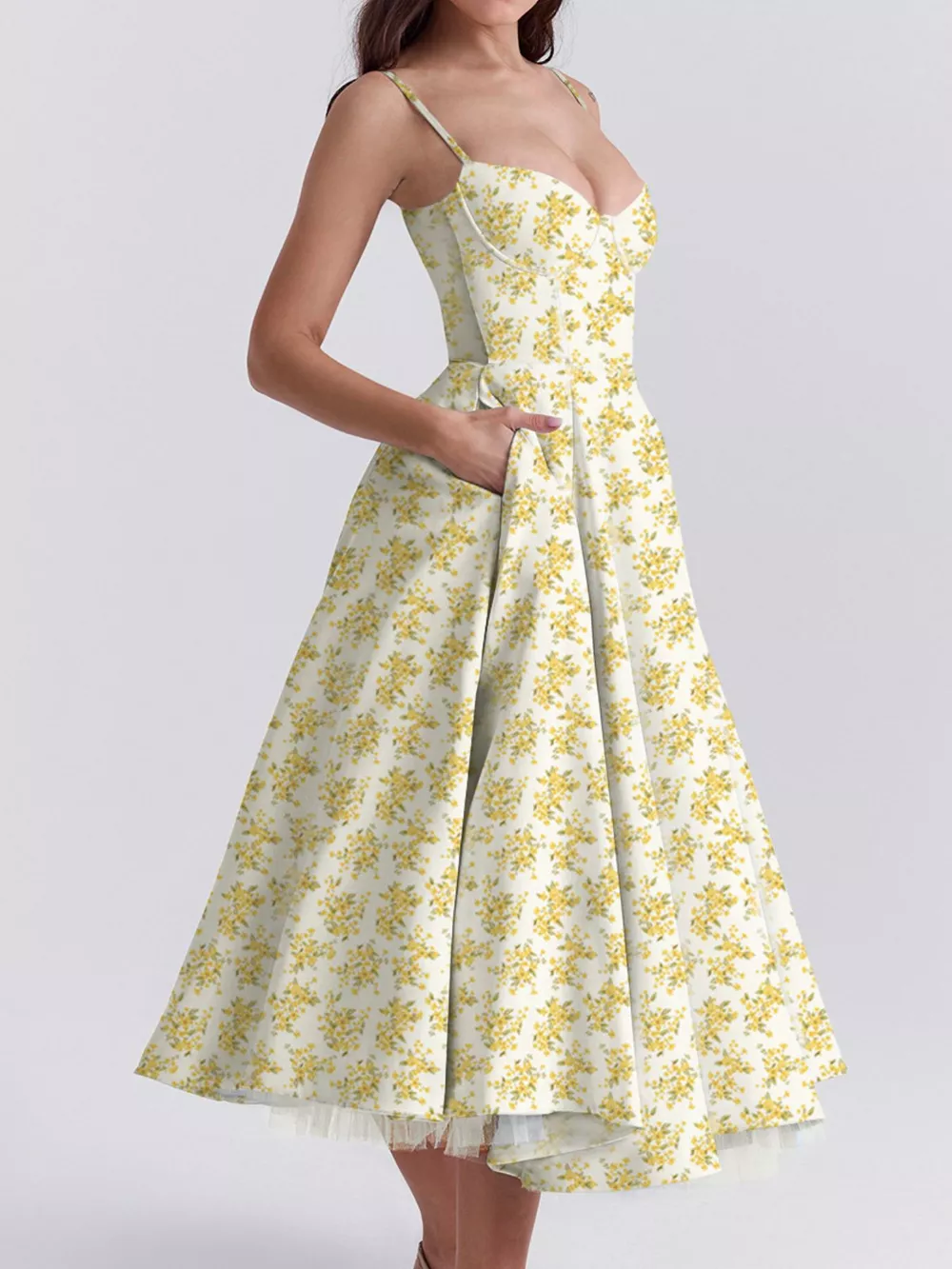 Sweetheart Neck A-Line Midi Dress, image 27