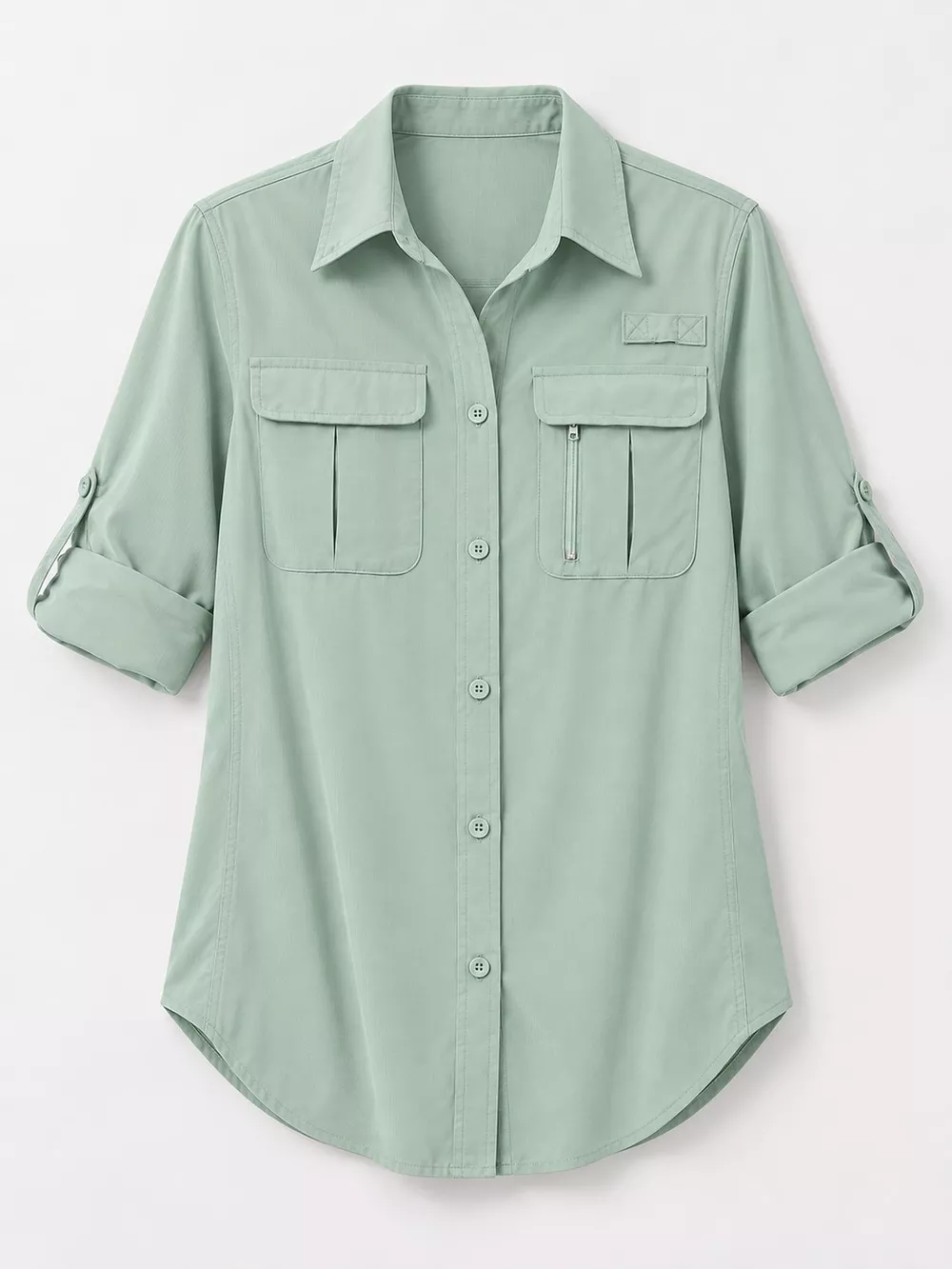 Full Size Button-Down Roll-Up Sleeve Shirt Plus Size, image 14