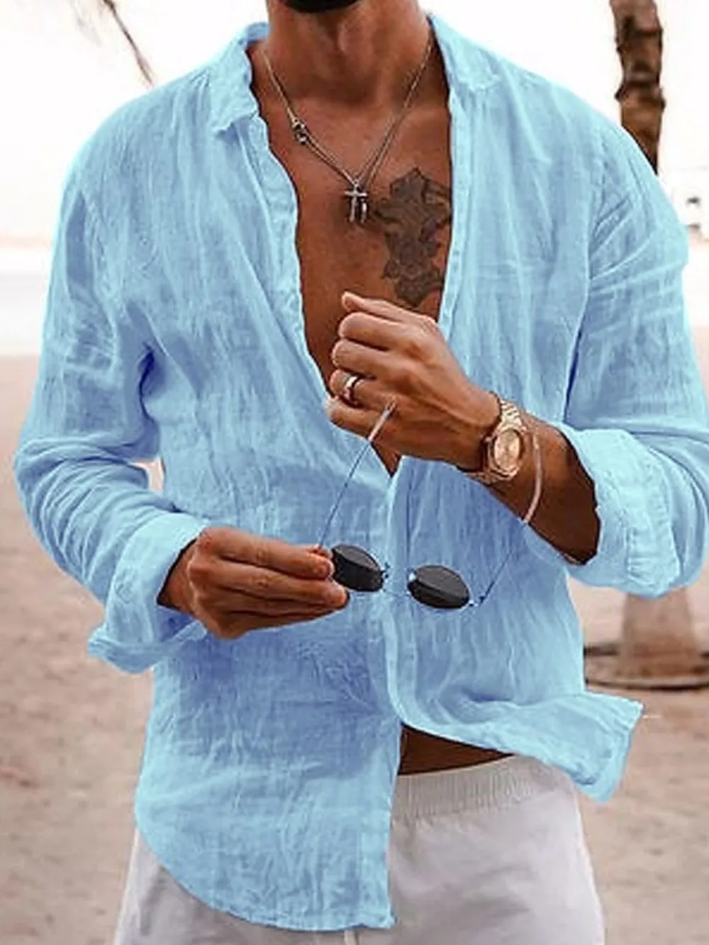 Men's Full Size Button Up Long Sleeve Shirt Plus Size, image 7