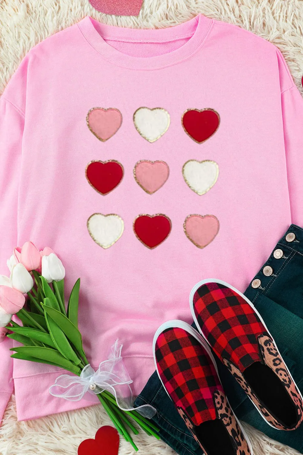 Contrast Heart Long Sleeve Sweatshirt, image 3