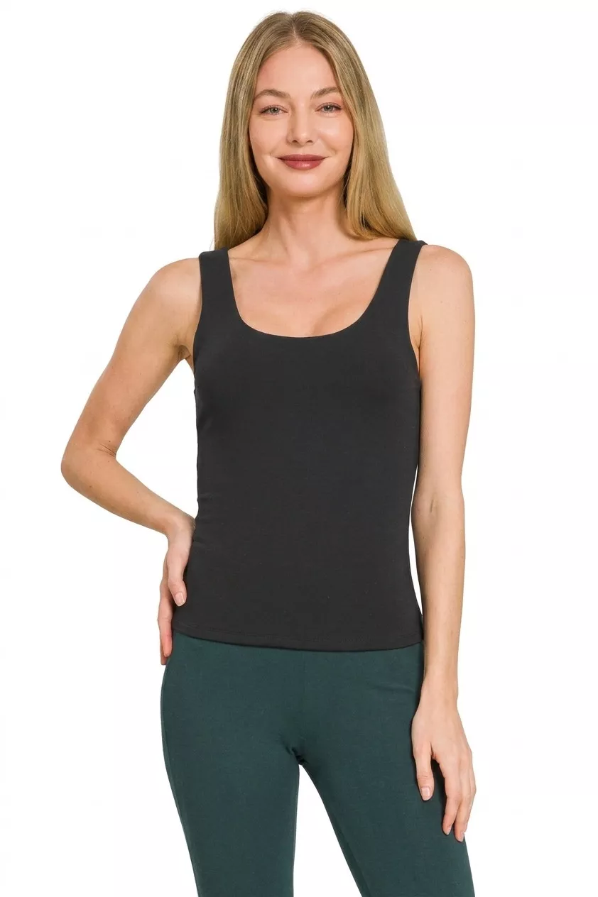 Double Layered Double Scoop Tank Top, image 3