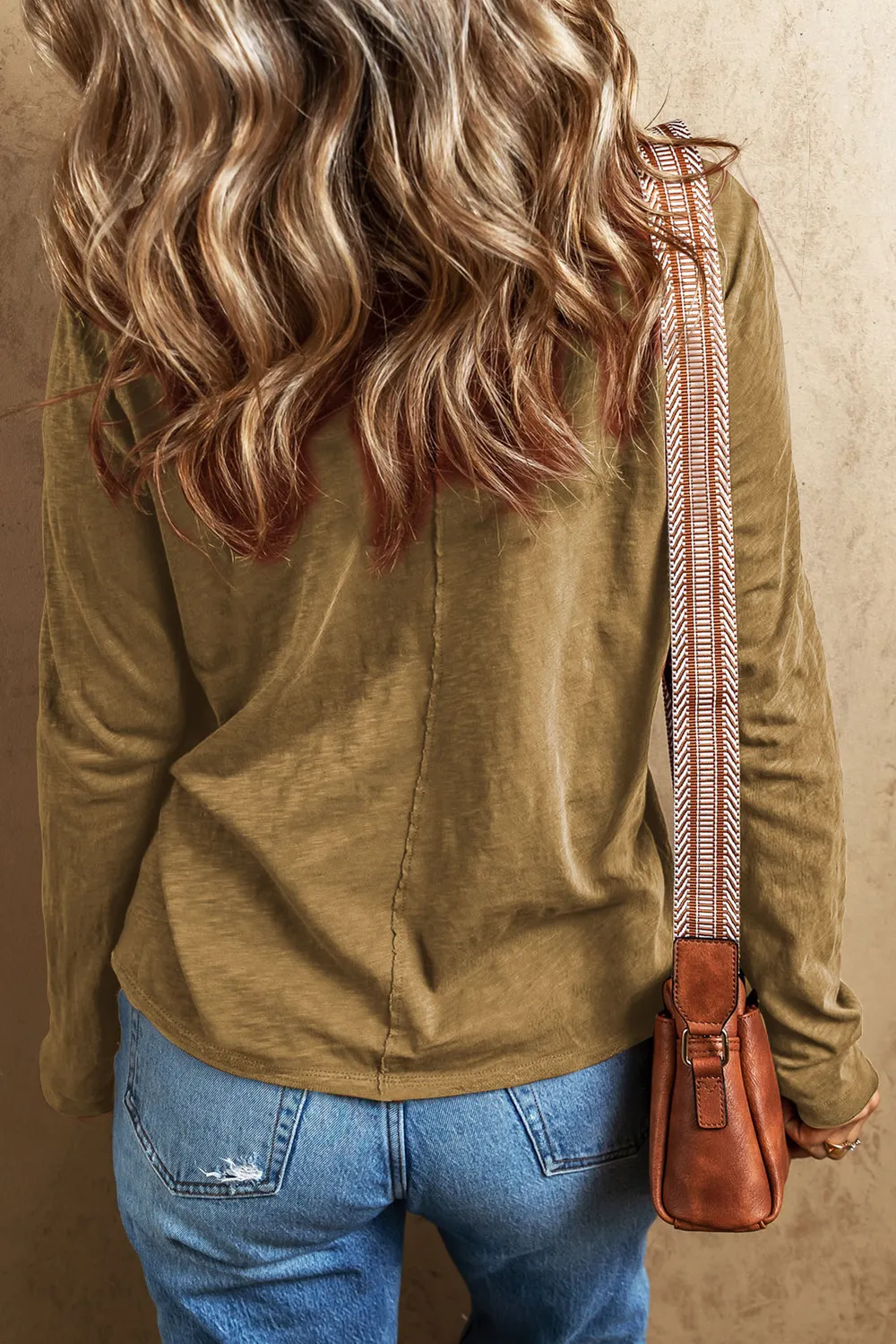 Exposed Seam V-Neck Long Sleeve T-Shirt, image 16