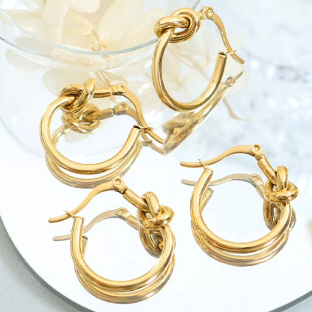 Golden Knot Hoop Earrings, image 5