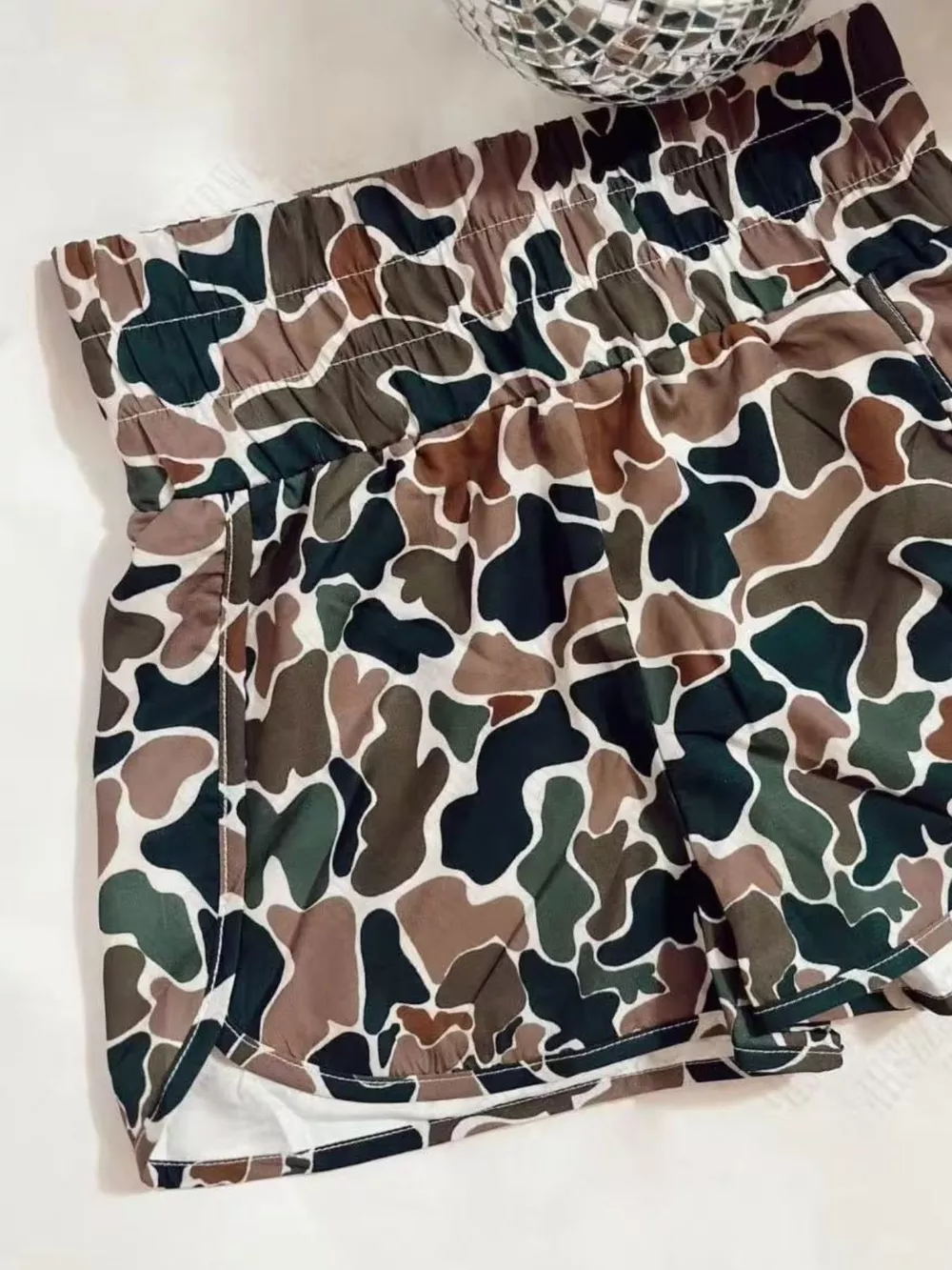 Camo Print Elastic Waist Shorts, image 11