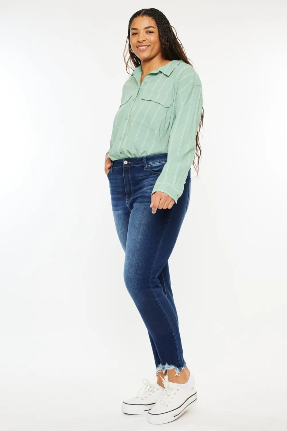 Full Size High Rise Frayed Ankle Skinny Jeans, image 10