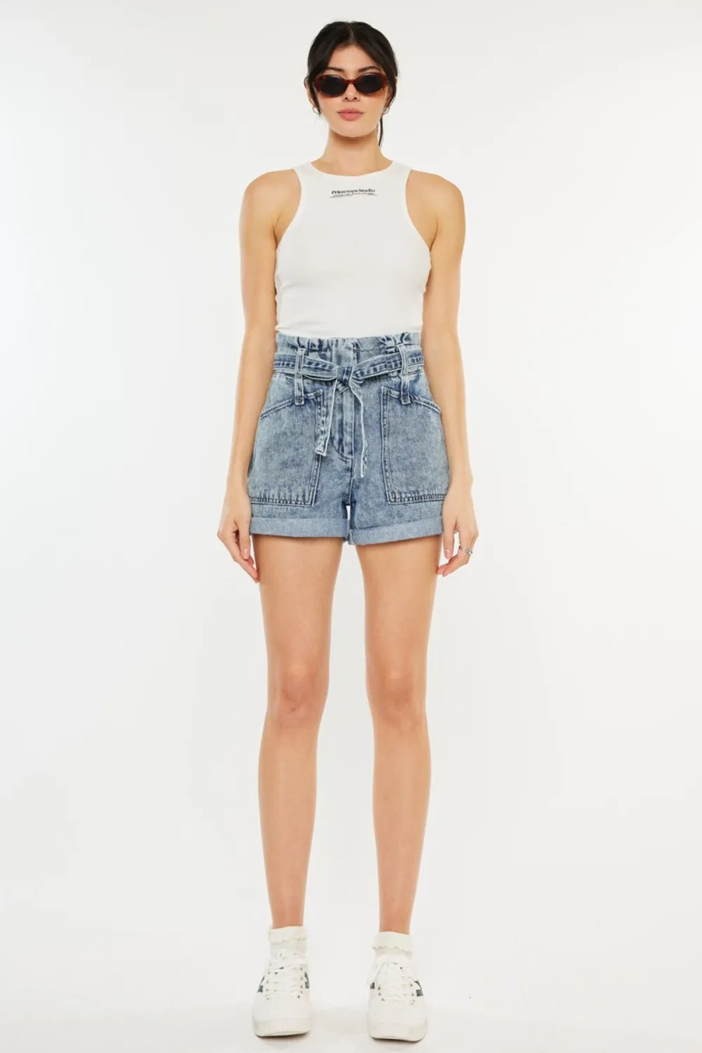 Ultra High Rise Paperbag Denim Shorts, image 6
