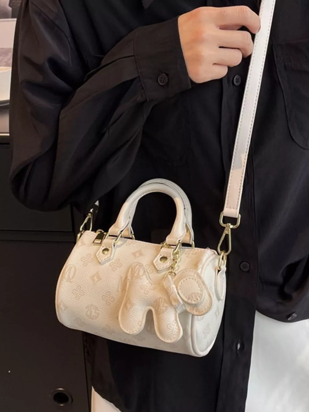 Barrel Crossbody Bag with Charm, image 6