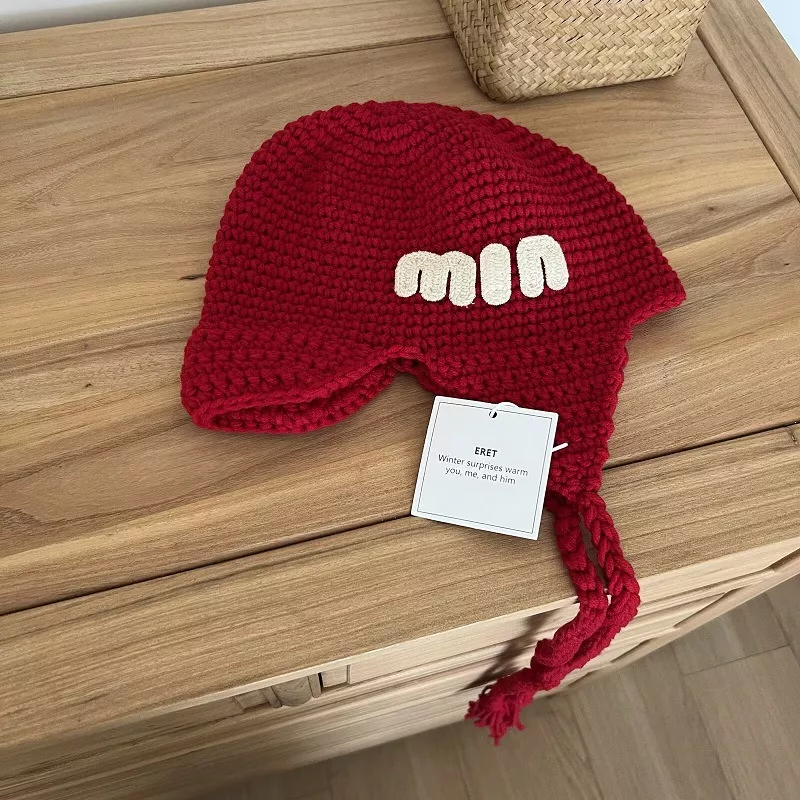 Handmade Knitted Earflap Hat with Tassels, image 3