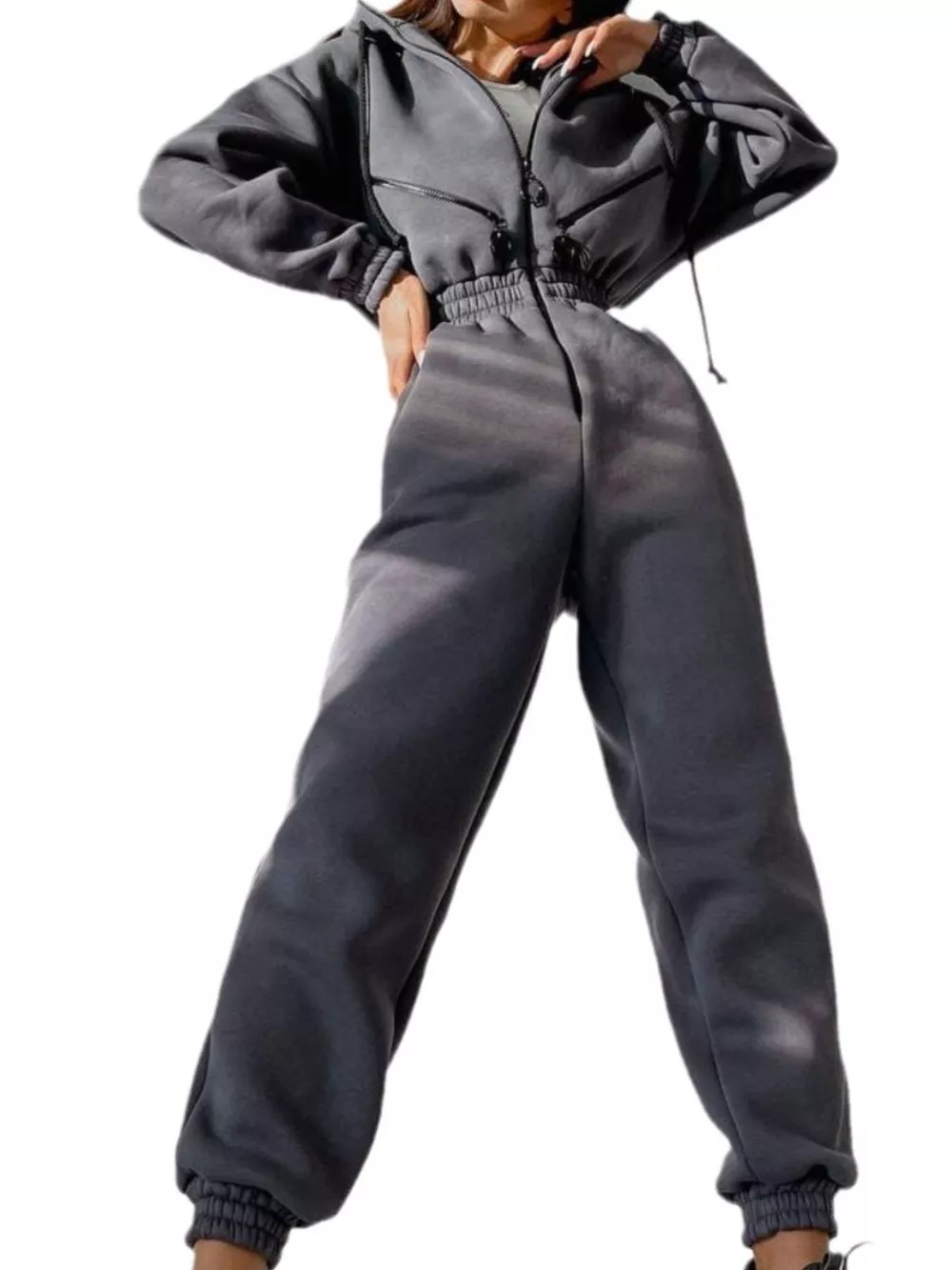 Hooded Zip-Up Long Sleeve Jumpsuit, image 13