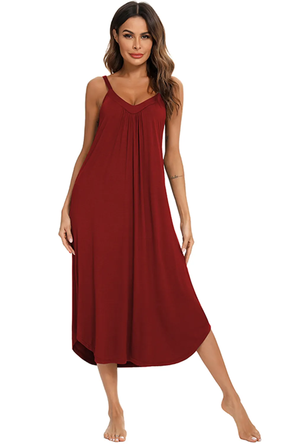 V-Neck Midi Lounge Dress, image 19