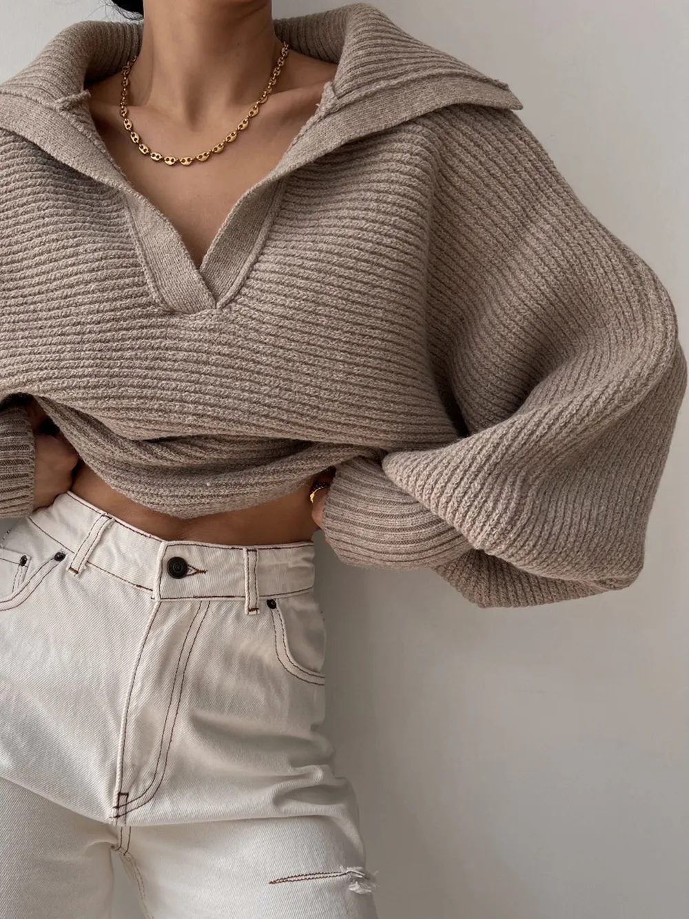 Johnny Collar Long Sleeve Sweater, image 11