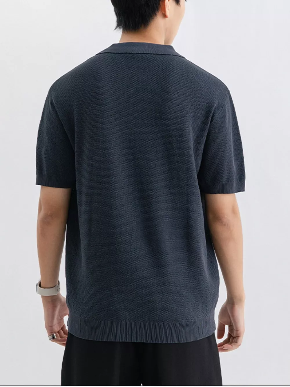 Men's Plus Size Textured Knit Zip-Up Polo, image 7