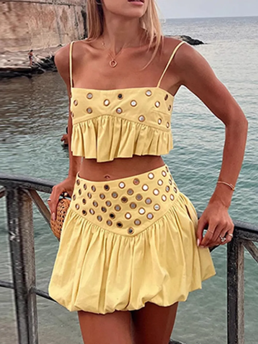 Eyelet Cami and Bubble Skirt Set, image 8
