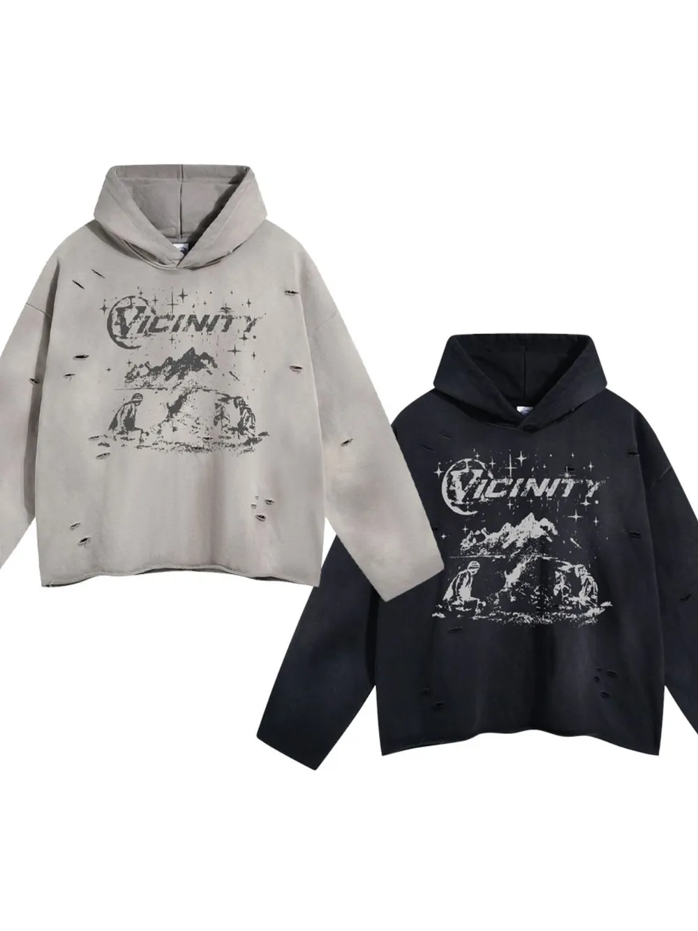 Men's Distressed Graphic Long Sleeve Hoodie, image 7