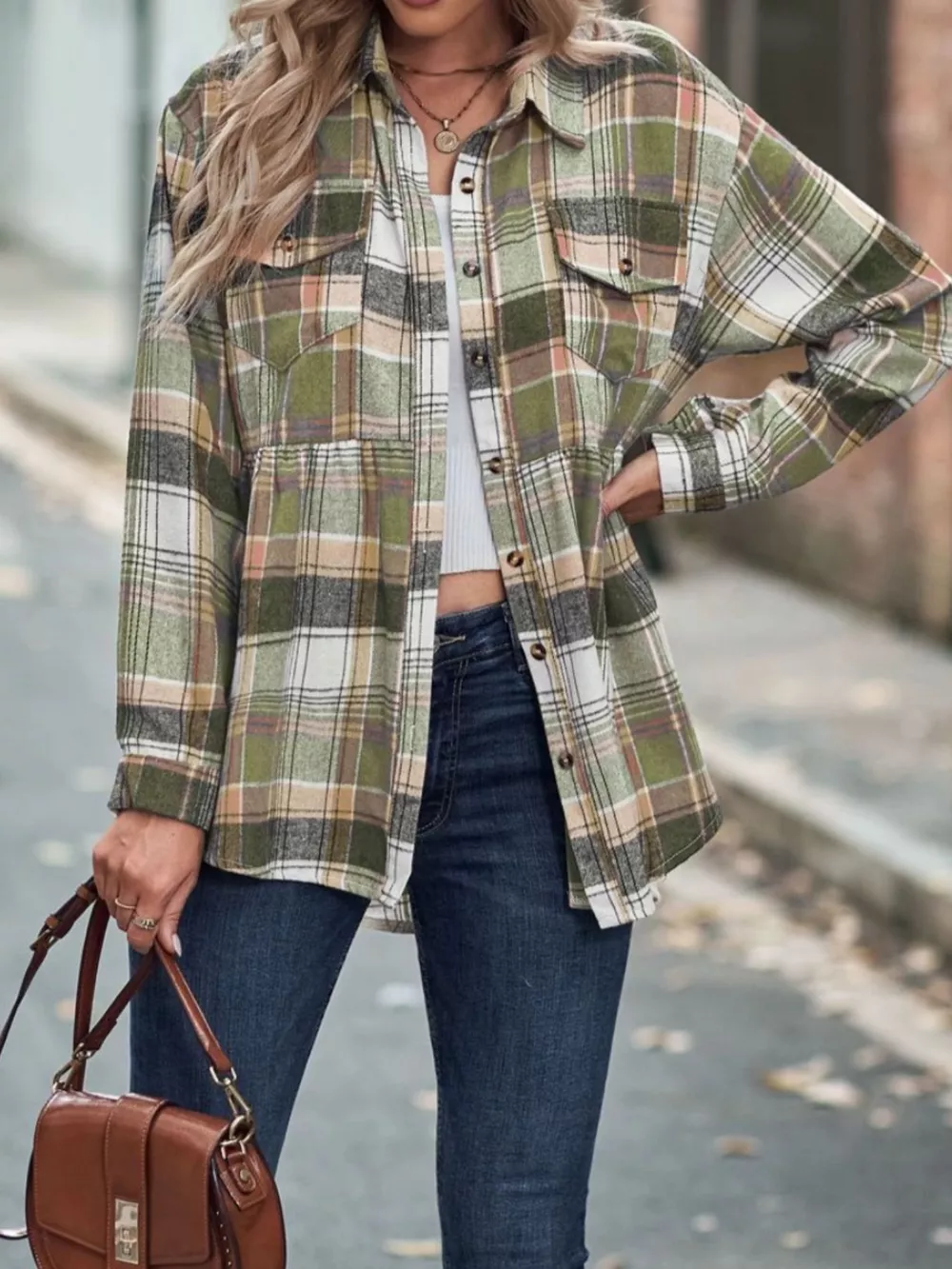 Plaid Button-Down Long Sleeve Shirt, image 12