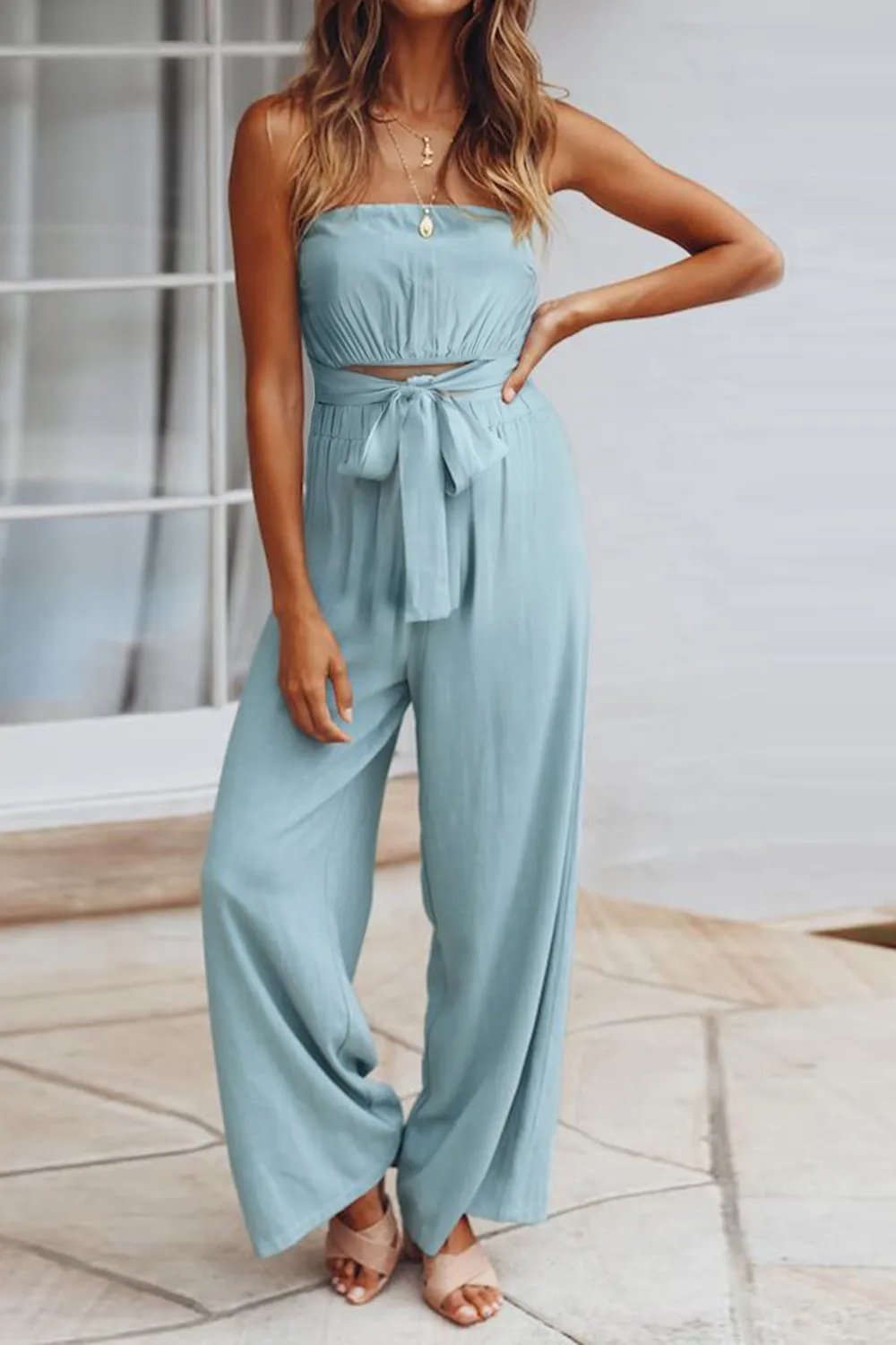 Tied Cutout Tube Wide Leg Jumpsuit, image 16