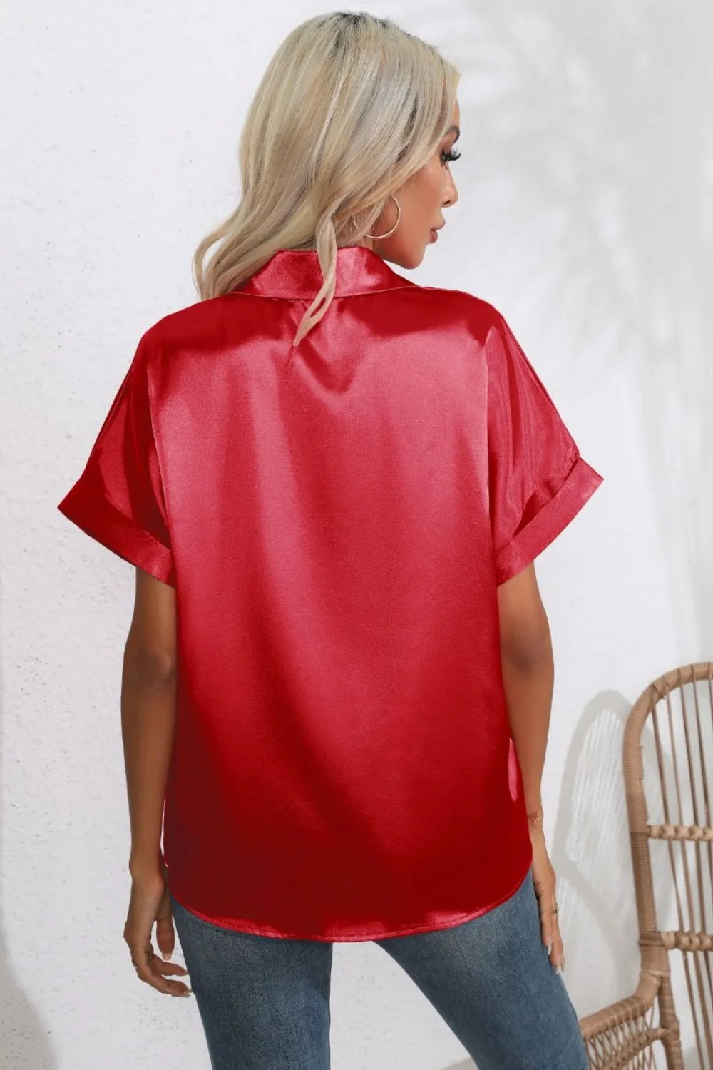 Collared Neck Short Sleeve Shirt, image 10