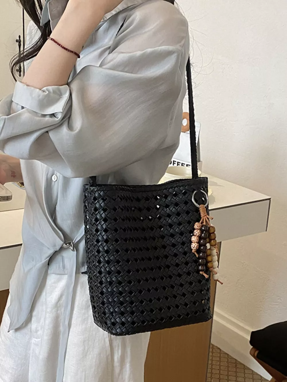 Woven Leather Shoulder Bag, image 2