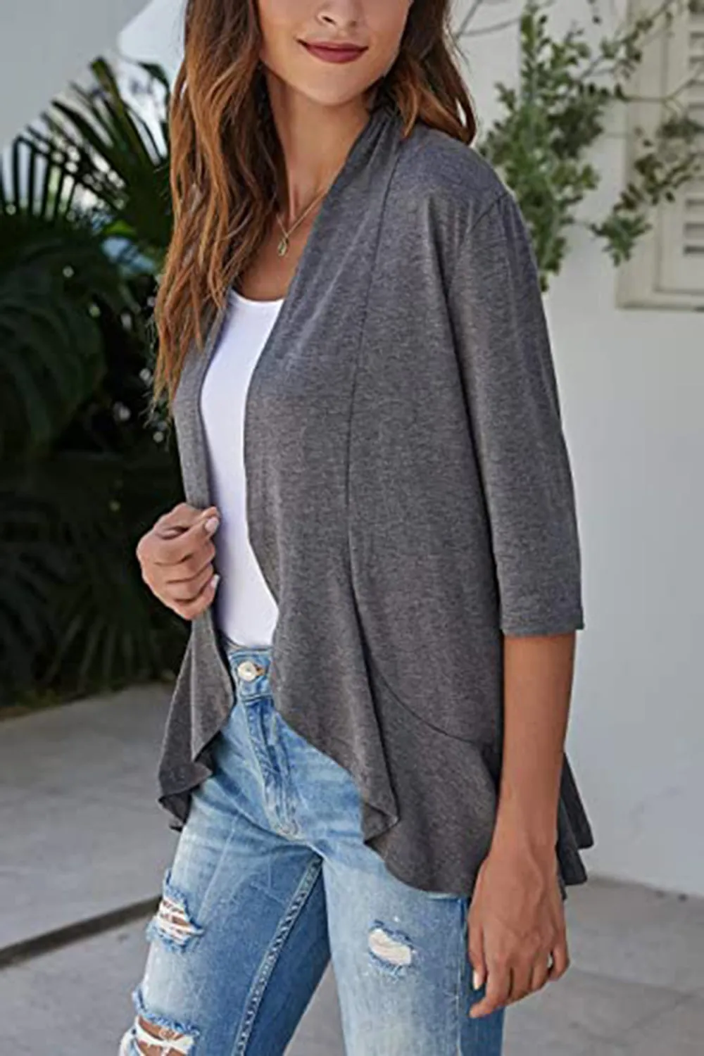 Open Front Three-Quarter Sleeve Cardigan, image 18