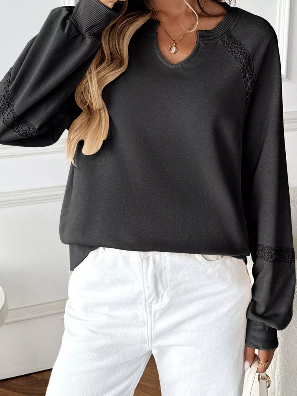 Notched Raglan Sleeve Sweatshirt, image 29