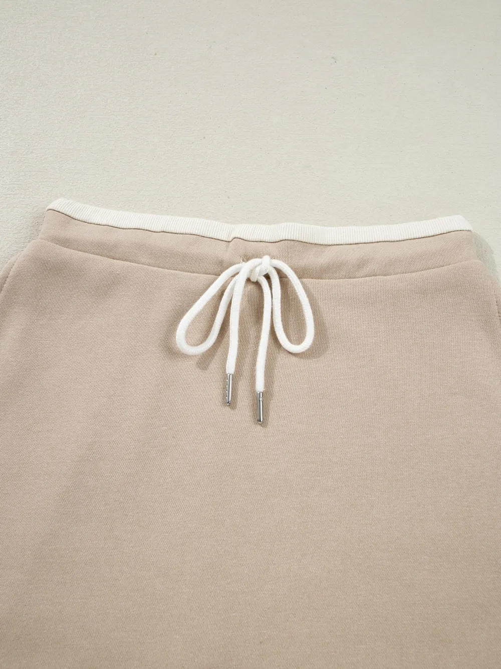Contrast Collared Neck Top and Drawstring Mini Skirt Set, image 8