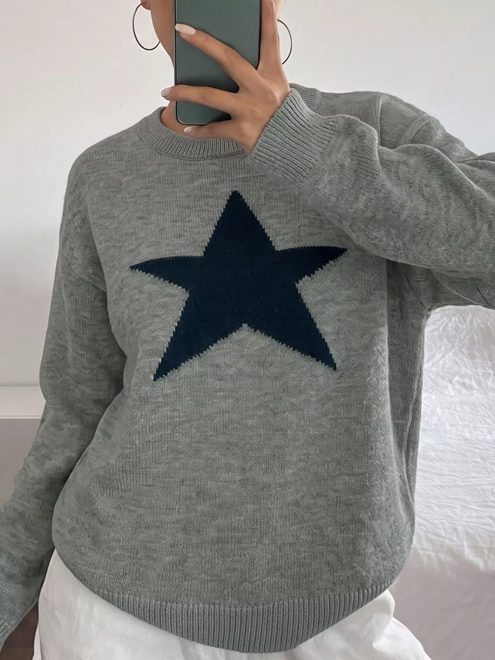 Star-Patterned Dropped Shoulder Sweater, image 4