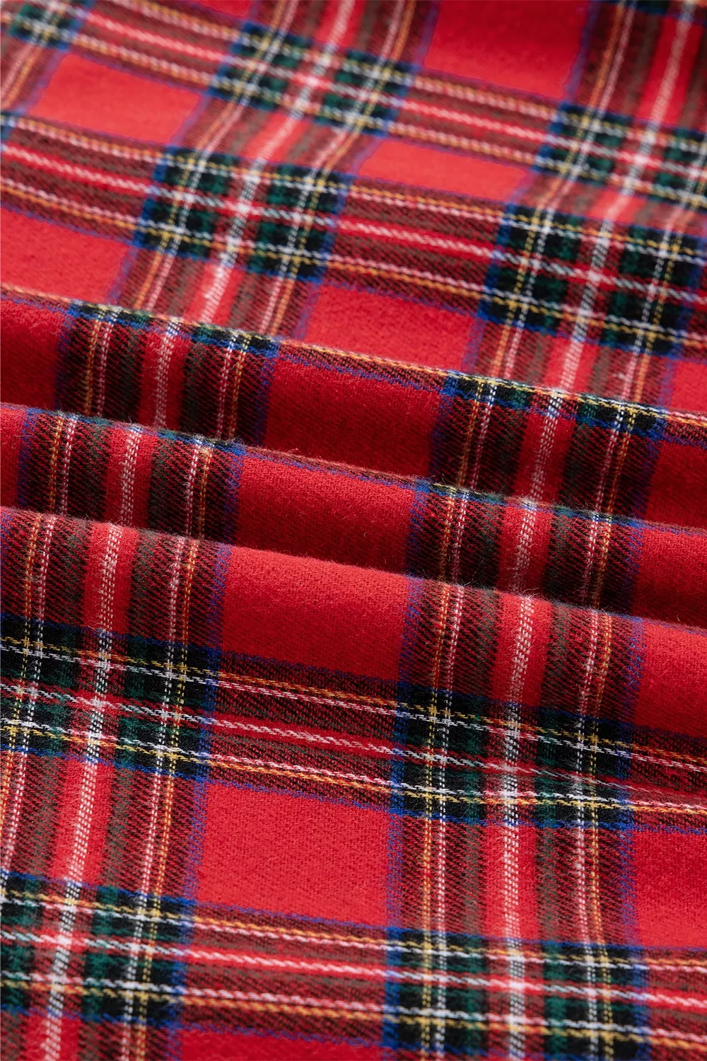 Christmas Plaid V Neck 3/4 Sleeve Tie Waist Ruffle Hem Midi Dress, image 16